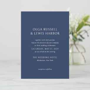 Einfache Hochzeit von Marine und Cream Einladung