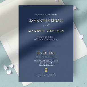 Einfache Hochzeit von Navy Blue Folieneinladung