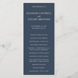 Einfache Hochzeit von Navy Blue und Elfenbeingrenz Programm