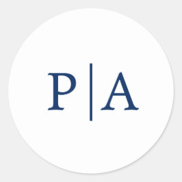 Einfache Hochzeit von Navy Blue und White Monogram Runder Aufkleber