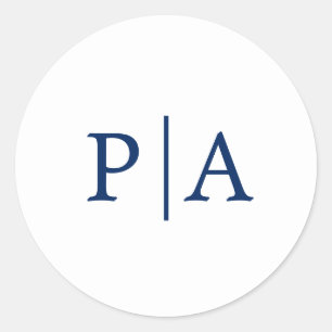 Einfache Hochzeit von Navy Blue und White Monogram Runder Aufkleber