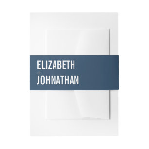 Einfache Hochzeit von Navy-Typografie Einladungsbanderole