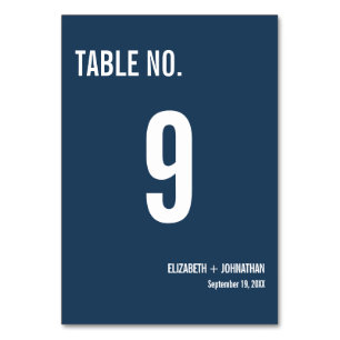 Einfache Hochzeit von Navy-Typografie Tischnummer