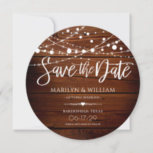 Einfache Hochzeit von rustikalem Holz und Streiche Save The Date