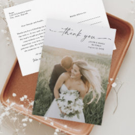 Einfache Hochzeit von Skript-Fotos Dankeskarte