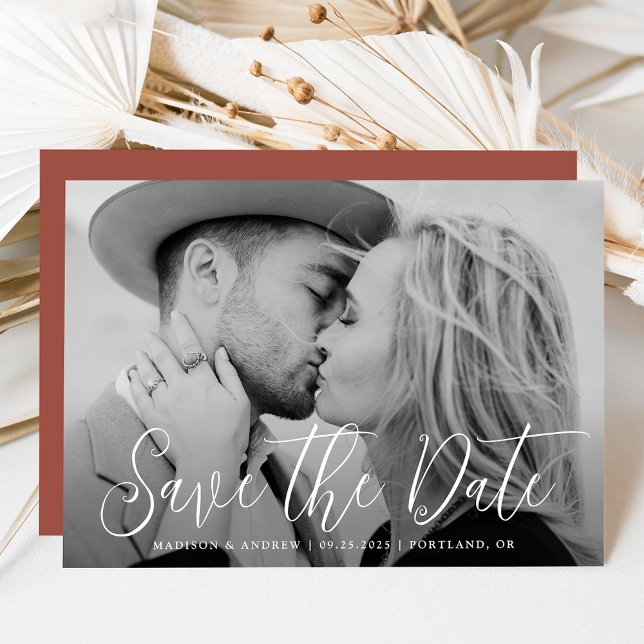 Einfache Hochzeit von Skript-Fotos Save The Date (Von Creator hochgeladen)