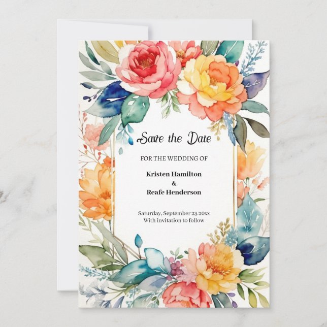 Einfache Hochzeit von Wasserfarben: Das Datum spei Save The Date (Vorderseite)