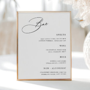 Einfache Hochzeitmenü-Bar Poster