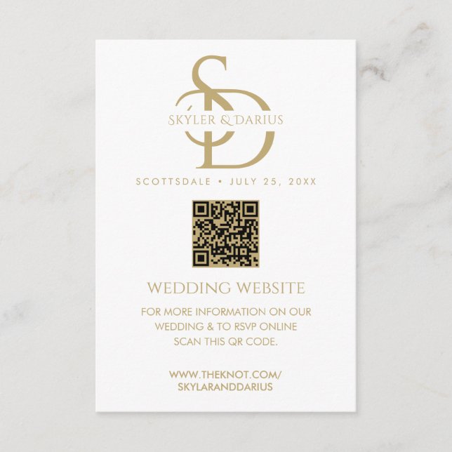 Einfache Hochzeitmonogramm Hochladen Foto QR Code  Begleitkarte (Vorderseite)