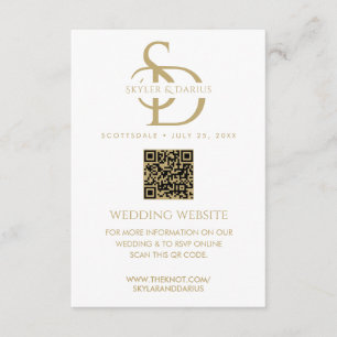 Einfache Hochzeitmonogramm Hochladen Foto QR Code  Begleitkarte