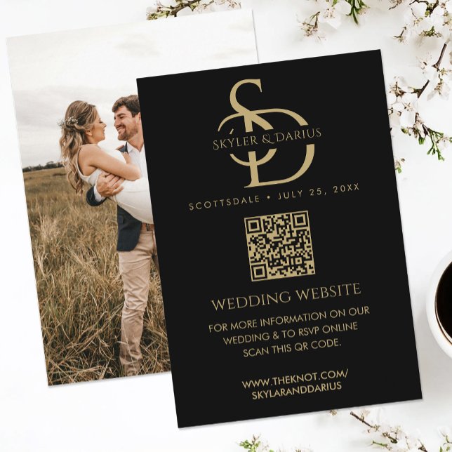 Einfache Hochzeitmonogramm Hochladen Foto QR Code  Begleitkarte (Von Creator hochgeladen)