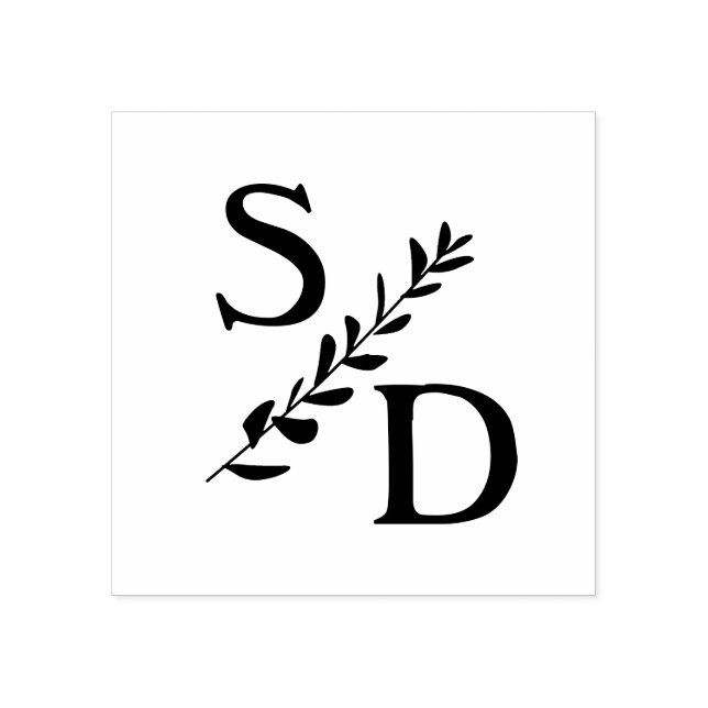 Einfache Hochzeitmonogramm mit Initialen Gummistempel (Prägung)