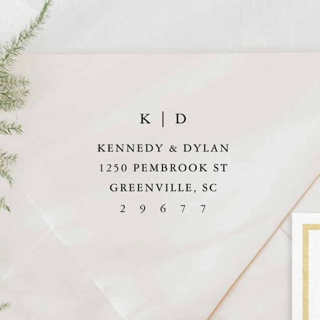 Einfache Hochzeitmonogramm-Rücksendeadresse Permastempel (Simple Typography Wedding Monogram Elegant Return Address Self Inking Stamp.)