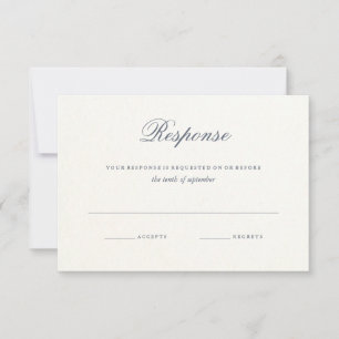 Einfache Hochzeitsantwortkarte Blaugrauer Text RSVP Karte