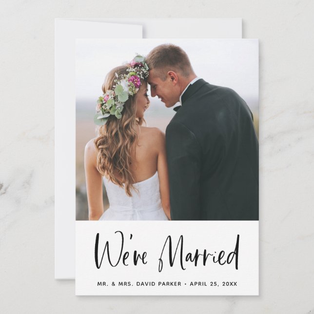 Einfache Hochzeitsanzeige und Party | Foto Einladung (Vorderseite)