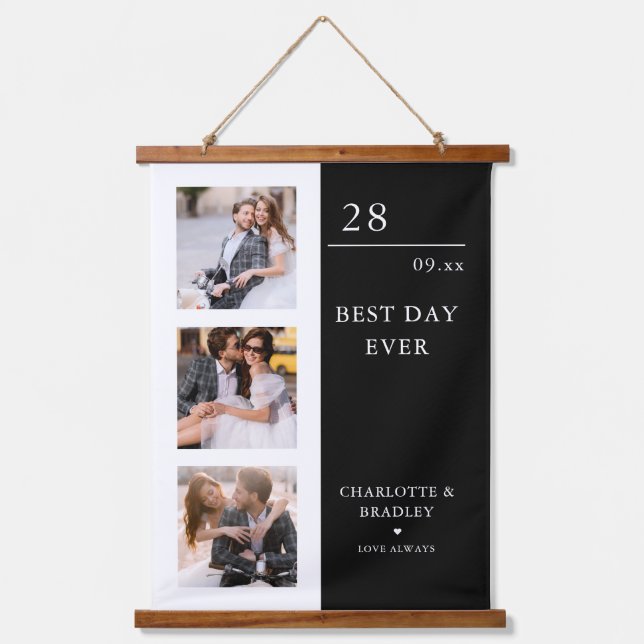 Einfache Hochzeitscouch 3 Foto Wandteppich Mit Holzrahmen (Vorderseite)