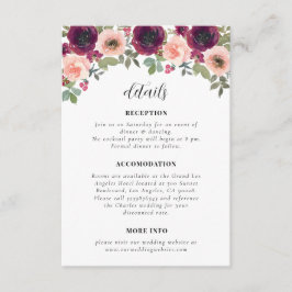 Einfache Hochzeitsdetails der Burgunder Wasserfarb Begleitkarte