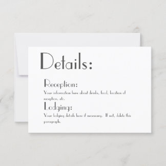 Einfache Hochzeitsdetails RSVP Karte