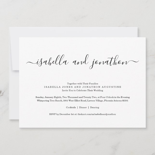 Einfache Hochzeitseinladung mit UAWG Einladung (Vorderseite)