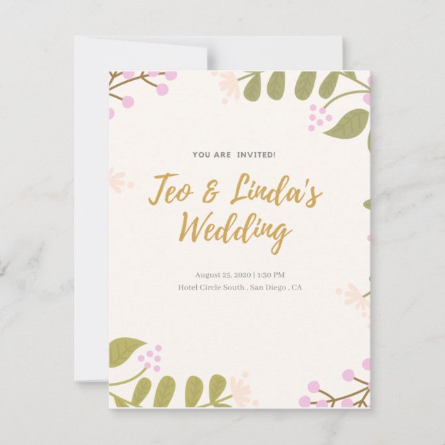 Einfache Hochzeitseinladung/ Moderne Hochzeitseinl Einladung (Vorderseite)