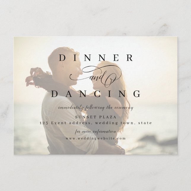 Einfache Hochzeitsempfang für romantische Fotos Begleitkarte (Vorderseite)