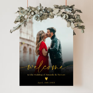 Einfache Hochzeitsempfehlung mit schwarzem Foto Foliendrucke