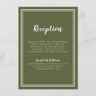 Einfache Hochzeitsempfehlung Olive Green Classic Begleitkarte