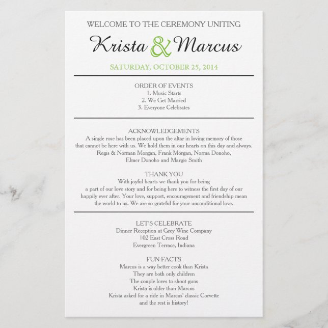 Einfache Hochzeitsfeier für Silhouetten (Vorderseite)