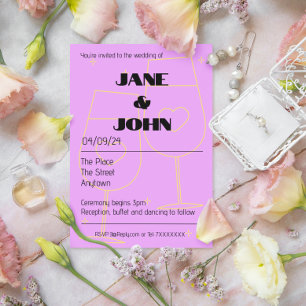 Einfache Hochzeitsfeier laden Sie ein, mit rosa Ch Save The Date