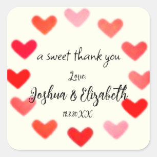 Einfache Hochzeitsgeschenke Gunst Herz Handgeschri Quadratischer Aufkleber