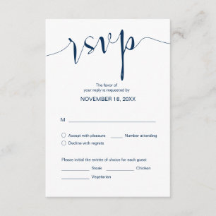 Einfache Hochzeitskalligraphie, Navy Blue, Dinner Begleitkarte