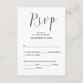 Einfache Hochzeitskalligraphie, Schwarz, Abendesse Begleitkarte