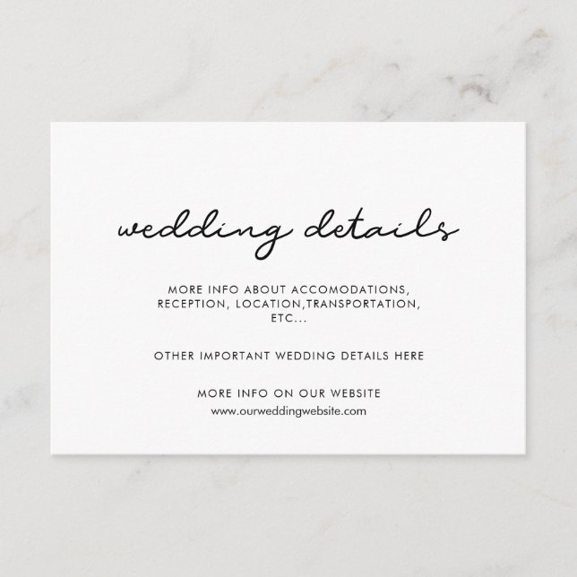 Einfache Hochzeitskarte Begleitkarte (Vorderseite)