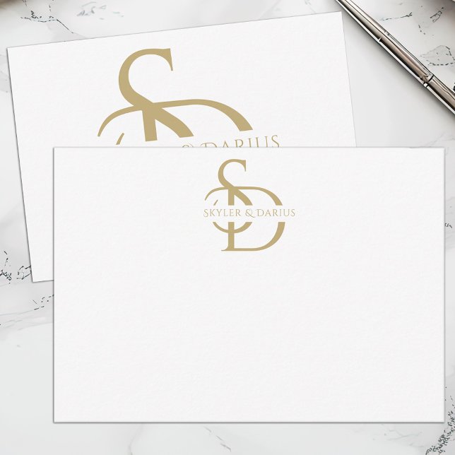 Einfache Hochzeitsmonogramm Personalisiert mit Nam Dankeskarte (Von Creator hochgeladen)