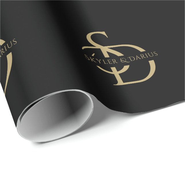 Einfache Hochzeitsmonogramm Personalisiert mit Nam Geschenkpapier (Rolleneckpunkt)