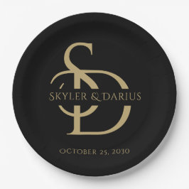 Einfache Hochzeitsmonogramm Personalisiert mit Nam Pappteller