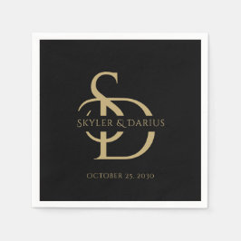 Einfache Hochzeitsmonogramm Personalisiert mit Nam Serviette