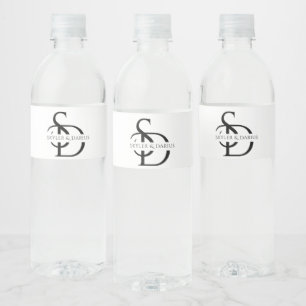 Einfache Hochzeitsmonogramm Personalisiert mit Nam Wasserflaschenetikett