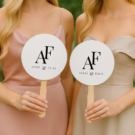 Einfache Hochzeitsmonogramm Schwarz/Weiß Fächer