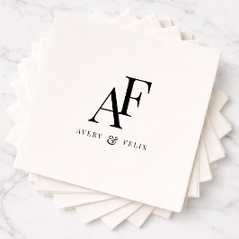 Einfache Hochzeitsmonogramm Schwarz/Weiß Serviette