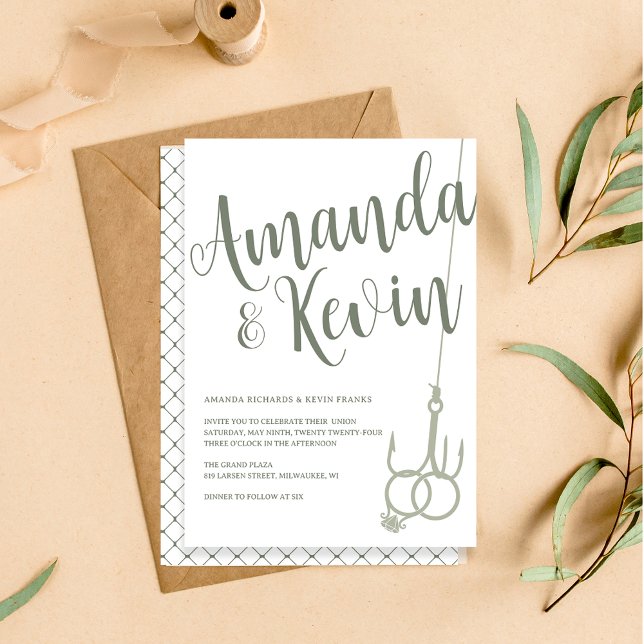 Einfache Hochzeitsramme Sage Moss Green Einladung (Von Creator hochgeladen)