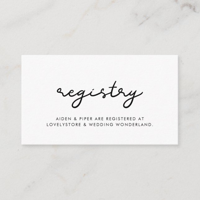 Einfache Hochzeitsregisterkarte Begleitkarte (Vorderseite)