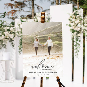 Einfache Hochzeitsreise Foto Begrüßung Eukalyptusp Poster