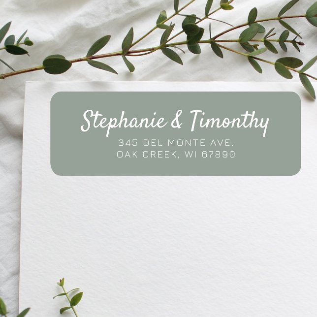 Einfache Hochzeitssage Grüne Rücksendeadresse (Effortlessly manage wedding correspondence with our simple return labels, ensuring seamless mailing.)