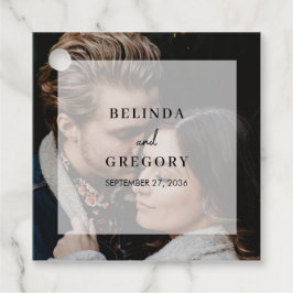 Einfache Hochzeitsschrift für elegantes Foto Geschenkanhänger