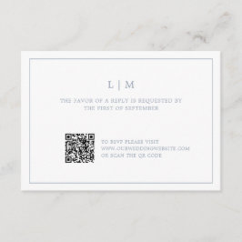Einfache Hochzeitsstimmung mit dunkelblauem QR-Cod RSVP Karte