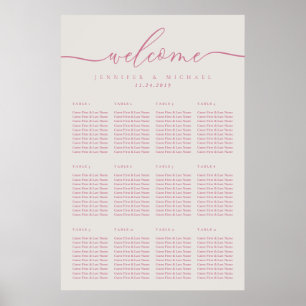 Einfache Hochzeitstischordnung Pink Cream für zwöl Poster