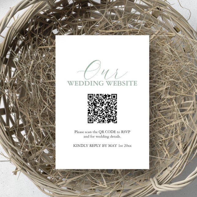 Einfache Hochzeitswebsite RSVP Card mit QR Code Einladung (Wedding rsvp card with QR code)