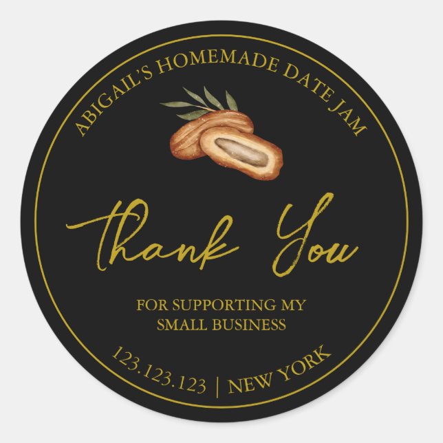 Einfache Homemade Date Jam Danke Label Runder Aufkleber (Vorderseite)