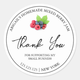 Einfache homemade Mixed Berry Jam Danke Label Runder Aufkleber